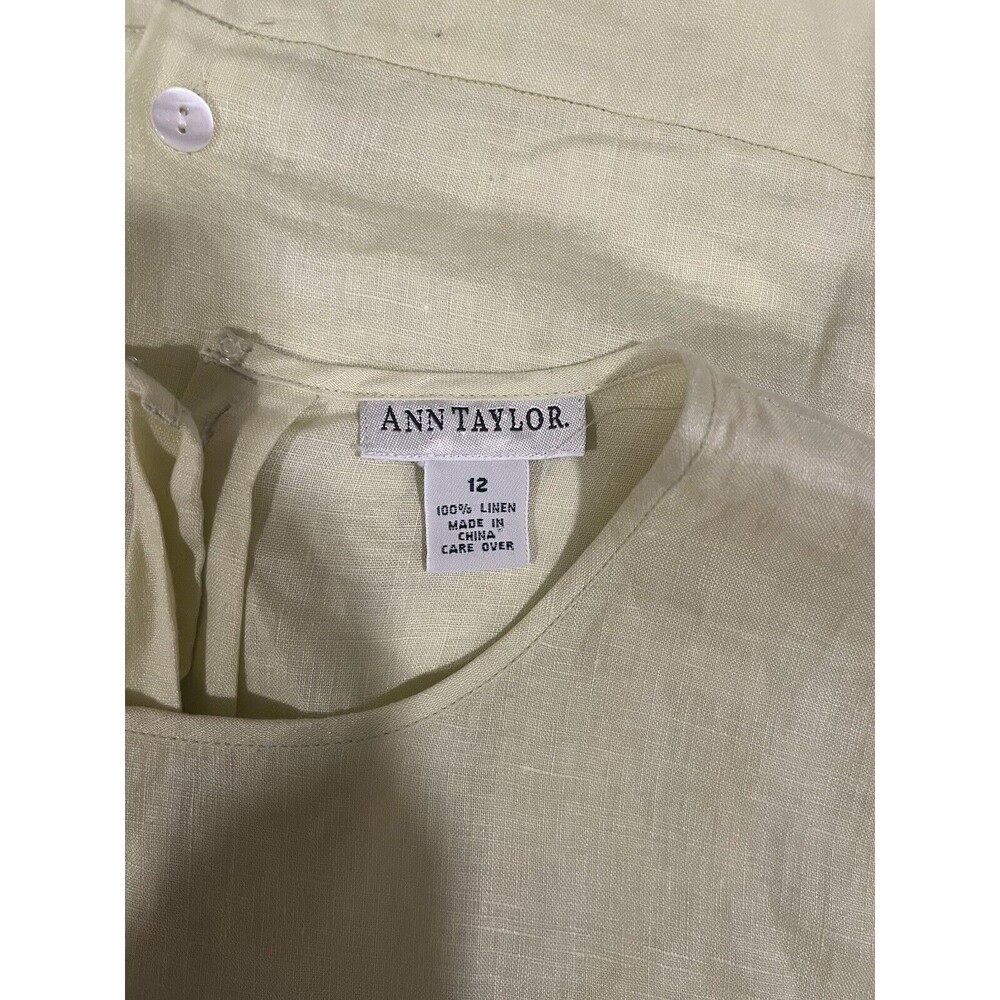 Ann Taylor Pale Yellow 100% Linen Women's Shell Tank 12 Capsule Classic Fitted - Picture 4 of 7